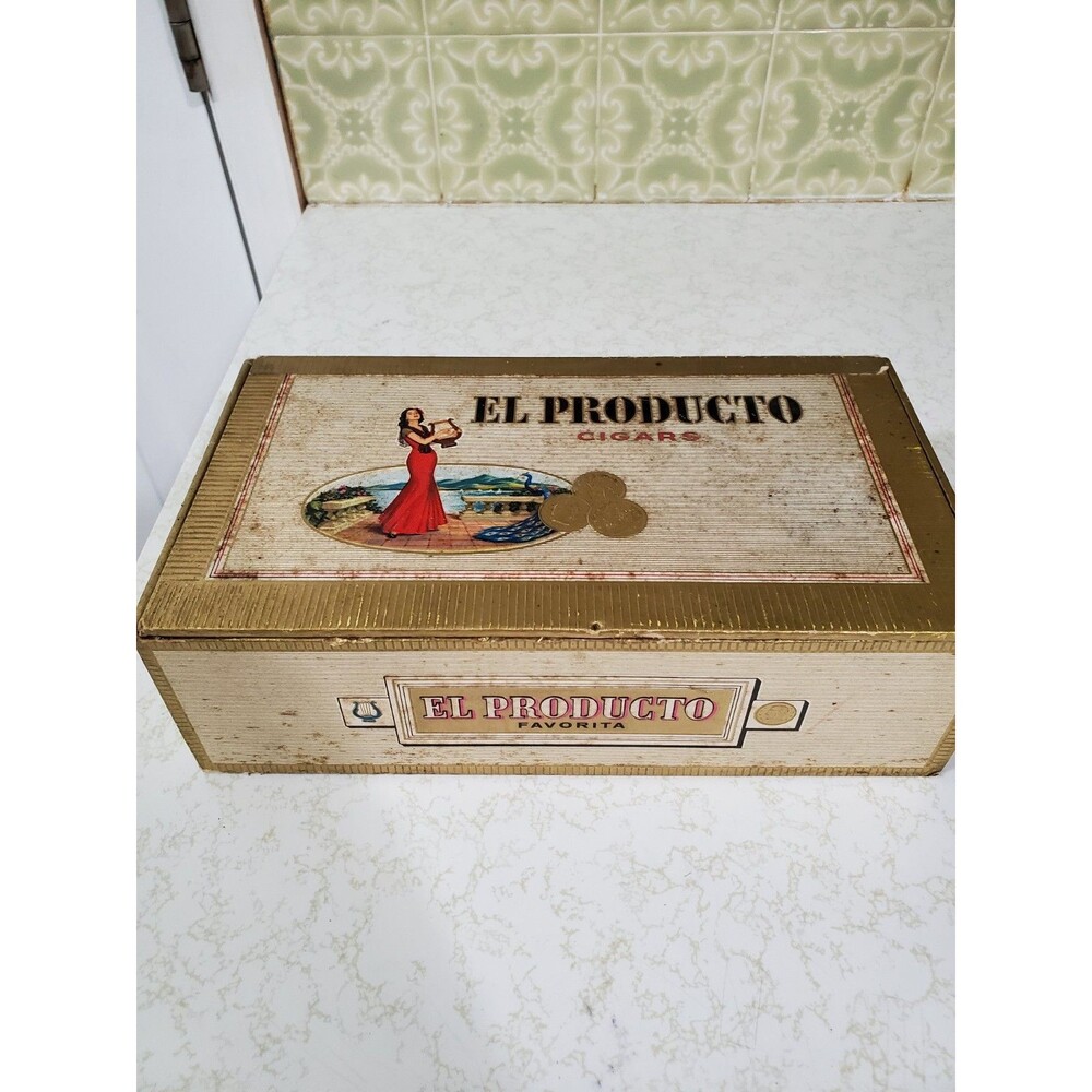 Vintage El Producto Favorita Cigar Box - 10” x 6” x 3”